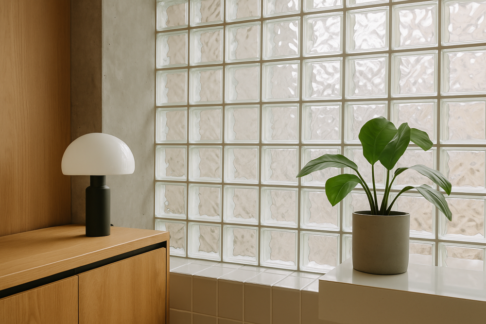 Klaasplokk minimalistlikus ruumis