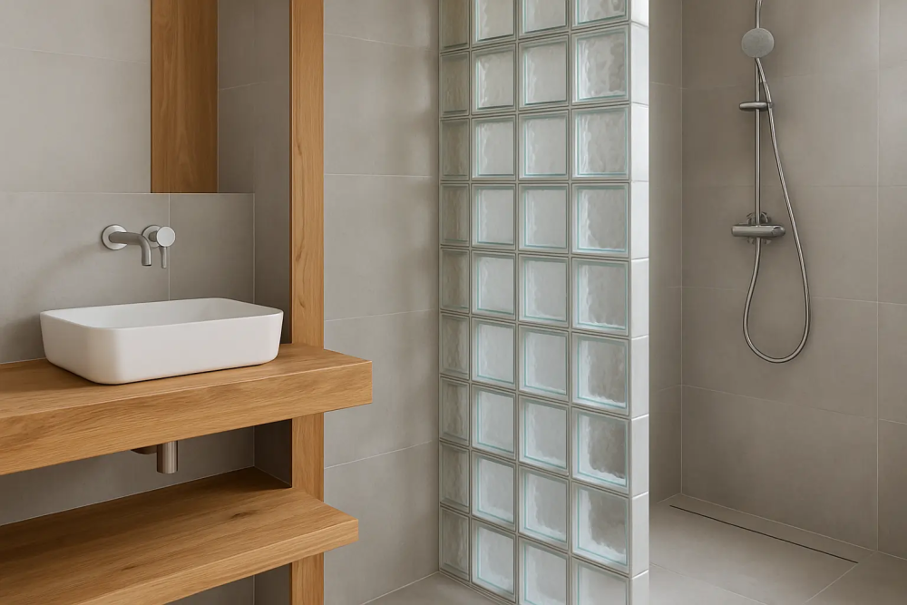 Klaasplokk vahesein vannitoas