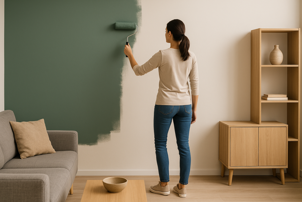 Seina värvimine elutoas