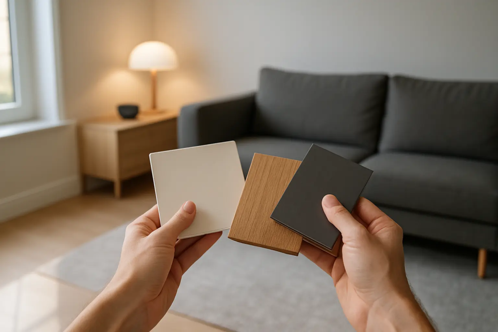 Visuaalselt tasakaalus materjalide valik koju