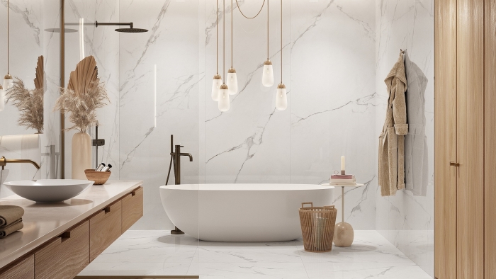 Kuidas luua luksuslik efekt marmorilaadsete plaatidega