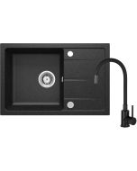 Deante Leda graniidist köögivalamu koos segisti ja painduva tila must ZRDP2113 670x440x164 mm