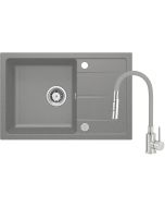 Deante Leda graniidist köögivalamu koos segisti ja painduva tila hall ZRDGS113 670x440x164 mm