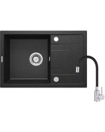 Deante Corio graniidist köögivalamu koos segisti ja painduva tila must ZRCP2113 670x440x175 mm