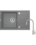 Deante Corio graniidist köögivalamu koos segisti ja painduva tila hall ZRCPS113 670x440x175 mm