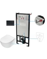 Deante PEONIA seinale paigaldatav WC-komplekt 6-ühes 510x360x355 mm, valge, musta loputusnupuga CDEN6ZPW