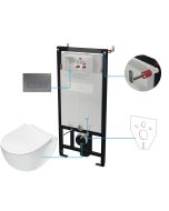 Deante PEONIA seinale paigaldatav WC-komplekt 6-ühes 510x360x355 mm, valge, titaaniumtooni loputusnupuga CDET6ZPW