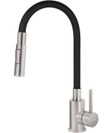 Deante Luno köögisegisti painutatava jooksutoruga, 2 veevoolu režiimi, matt must ja harjatud teras BOC_B740