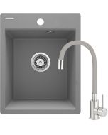 Deante Corio graniidist köögivalamu koos segisti ja painduva tila hall ZRCPS103 400x500x211 mm