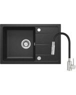 Deante Leda graniidist köögivalamu koos segisti ja painduva tila must ZRDG2113 670x440x164 mm