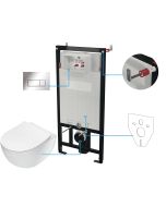 Deante PEONIA seinale paigaldatav WC-komplekt 6-ühes 510x360x355 mm, valge, kroomitud loputusnupuga CDES6ZPW