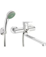 Deante Tubo seinale paigaldatav vanni- ja valamusegisti dušikomplektiga kroom BUT_057M