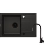 Deante Corio graniidist köögivalamu koos segisti ja painduva tila must ZRCPG113 670x440x175 mm