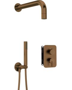 Deante Silia peidetud dušikomplekt segistiga BOX ja väikese dušiotsikuga harjatud pronks BXYZCQSM