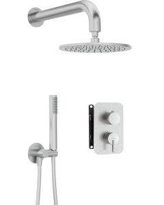 Deante Silia peidetud dušikomplekt segistiga BOX ja dušiotsikuga harjatud teras BXYYFQSM