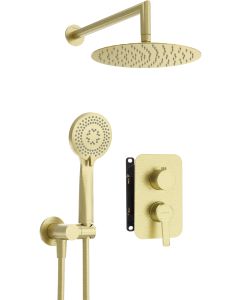 Deante Arnika peidetud dušikomplekt segistiga BOX harjatud kuld BXYZRQAM