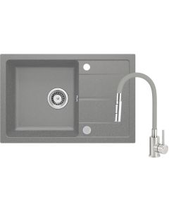 Deante Leda graniidist köögivalamu koos segisti ja painduva tila hall ZRDGS113 670x440x164 mm