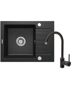 Deante Zorba graniidist köögivalamu koos segistiga must ZQZA211A 580x440x164 mm