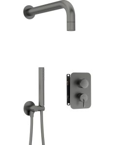 Deante Silia peidetud dušikomplekt segistiga BOX ja väikese dušiotsikuga titanium BXYZDQSM