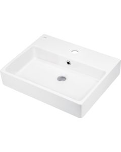 Deante Temisto keraamiline valamu 40x50 cm pinnale või seinale paigaldatav segistipinnaga valge CDT_6U4S