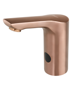 Automatic washbasin tap for cold and hot water, ROSE GOLD MATT, 6 V