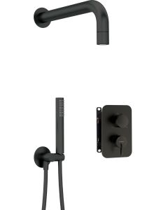 Deante Silia peidetud dušikomplekt segistiga BOX ja väikese dušiotsikuga matt must BXYZNQSM