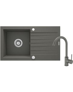 Deante Zorba graniidist köögivalamu koos segistiga must ZQZVT113 760x440x160 mm