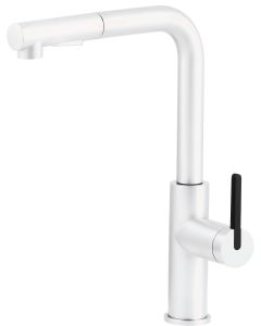 Deante Momi köögisegisti väljatõmmatava jooksutoruga, matt valge BKM_A73M