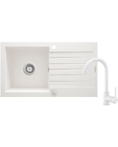 Deante Zorba graniidist köögivalamu koos segistiga valge ZQZVA113 760x440x160 mm