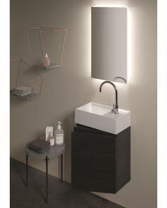 Hatria Bahia_13 seinapealne käsipesu valamu 450x250mm, üks auk, ülevooluga, KIT 5 tume tamm - BH0450250011TS5