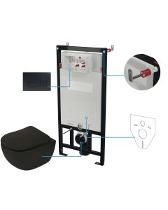 Deante PEONIA seinale paigaldatav WC-komplekt 6-ühes 510x360x355 mm, must CDENNZPW