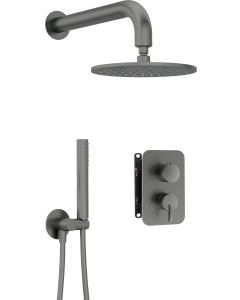 Deante Silia peidetud dušikomplekt segistiga BOX ja dušiotsikuga titanium BXYYDQSM