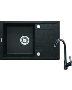 Deante Corio graniidist köögivalamu koos segistiga must ZRCB2113 670x440x175 mm