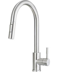 Deante Lima köögisegisti, väljatõmmatava jooksutoruga, 2 veevoolu režiimi, harjatud teras BBM_F72M