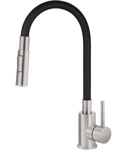 Deante Luno köögisegisti painutatava jooksutoruga, 2 veevoolu režiimi, matt must ja harjatud teras BOC_B740