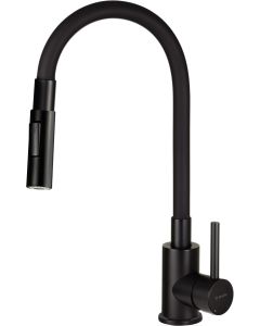 Deante Luno köögisegisti painutatava jooksutoruga, 2 veevoolu režiimi, matt must BOC_N74M