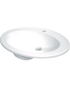 Deante Round keraamiline valamu 46,5x58 cm süvistatav segistialusega valge CGR_6U6B