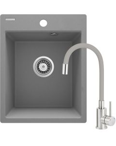 Deante Corio graniidist köögivalamu koos segisti ja painduva tila hall ZRCPS103 400x500x211 mm