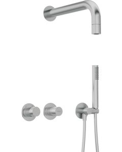 Deante Silia Hexa peidetud dušikomplekt fikseeritud dušiotsiku ja horisontaalse segistiga harjatud teras NHS_F0XK