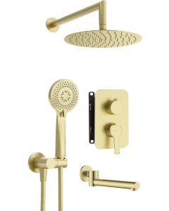 Deante Arnika peidetud dušikomplekt vannitilaga harjatud kuld BXYYRQAM