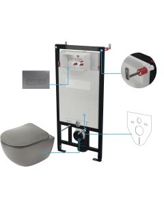 Deante PEONIA seinale paigaldatav WC-komplekt 6-ühes 510x360x355 mm, hall CDETDZPW