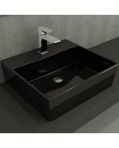 BOCCHI Milano 1216 valamu ülevoolu- ja segistiavaga 50cm; läikiv must