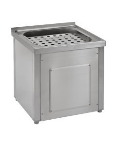 Sanela vandalismikindel põrandale paigaldatav roostevabast terasest kraanikauss esiosaga SLVN 03A