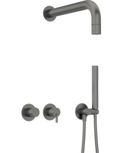 Deante Silia peidetud dušikomplekt fikseeritud dušiotsiku ja horisontaalse segistiga titanium NQS_D0XK