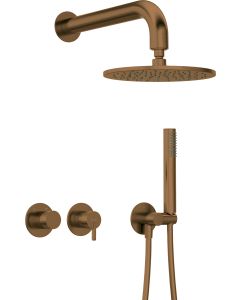 Deante Silia peidetud dušikomplekt dušiotsiku ja horisontaalse segistiga harjatud pronks NQS_C0YK