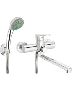 Deante Tubo seinale paigaldatav vanni- ja valamusegisti dušikomplektiga kroom BUT_057M