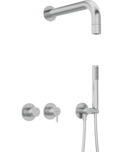 Deante Silia peidetud dušikomplekt fikseeritud dušiotsiku ja horisontaalse segistiga harjatud teras NQS_F0XK