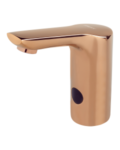Automatic washbasin tap for cold and hot water, ROSE GOLD, 6 V
