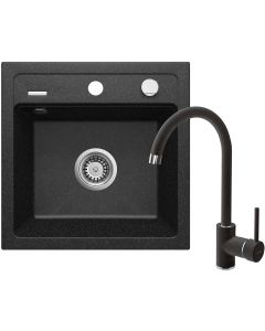 Deante Zorba graniidist köögivalamu koos segistiga must ZQZA2103 440x440x184 mm