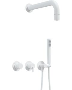 Deante Silia peidetud dušikomplekt fikseeritud dušiotsiku ja horisontaalse segistiga matt valge NQS_A0XK